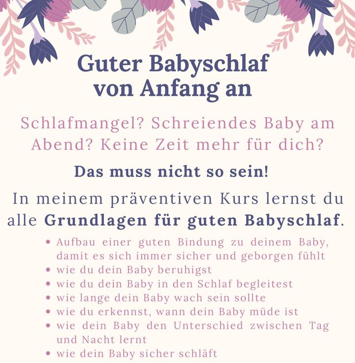 Flyer zum Kurs Guter Babyschlaf von Anfang an der Babyeulenflüsterin
